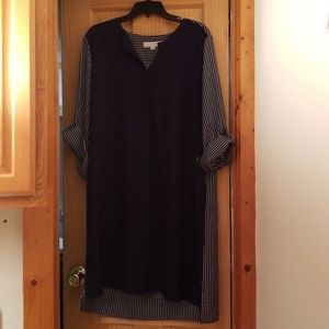 Ann Taylor Loft Dress Navy & White pinstriped